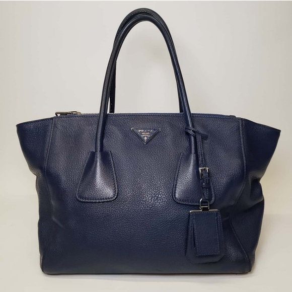 Prada Blue Vitello Daino Tote EUC - Picture 1 of 6